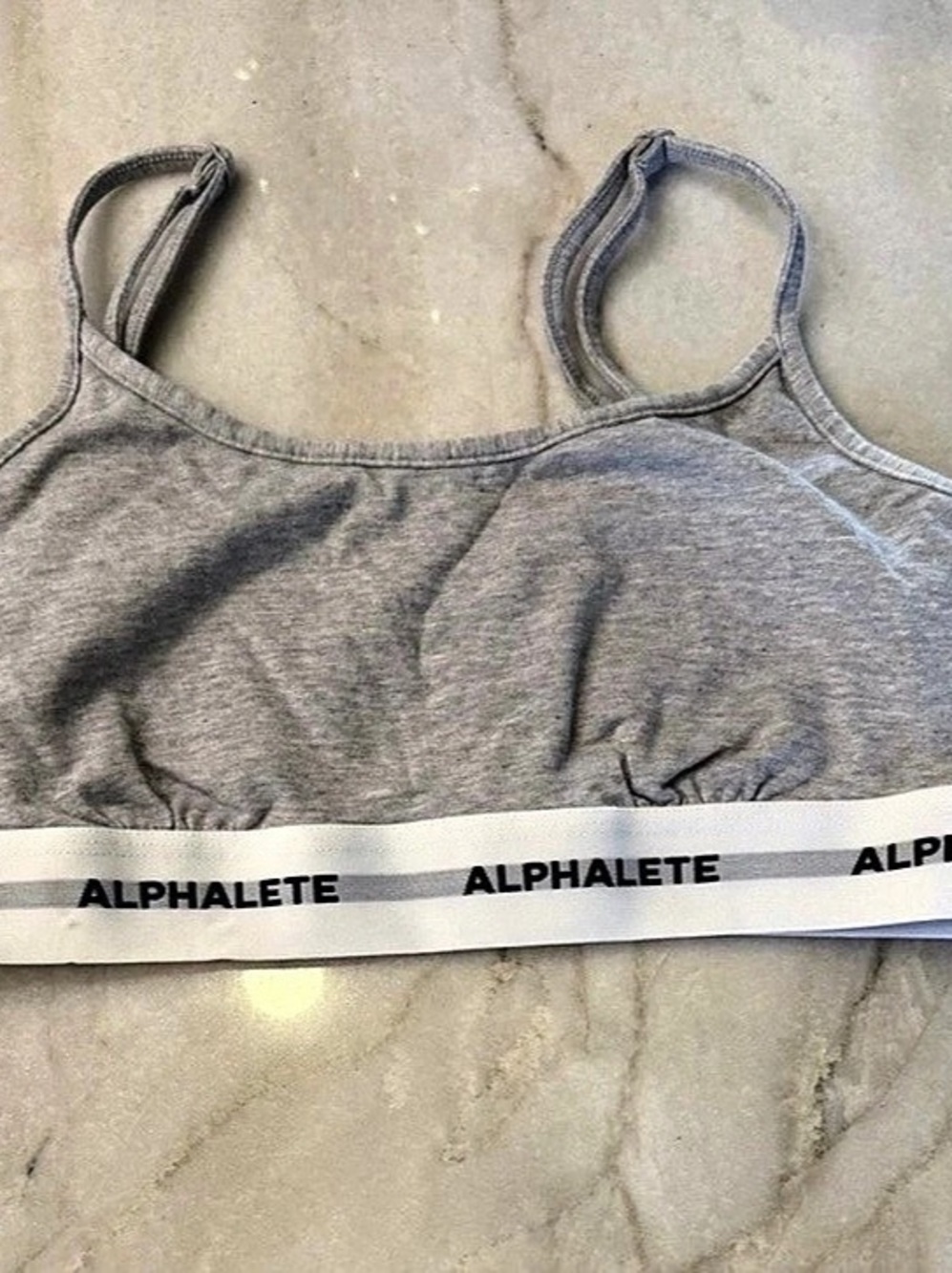 Alphalete Gray & White Sports Bra Size Large